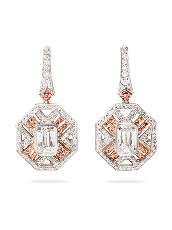 Birthstone Earrings-Fifth Avenue Platinum and Rose Gold Earrings