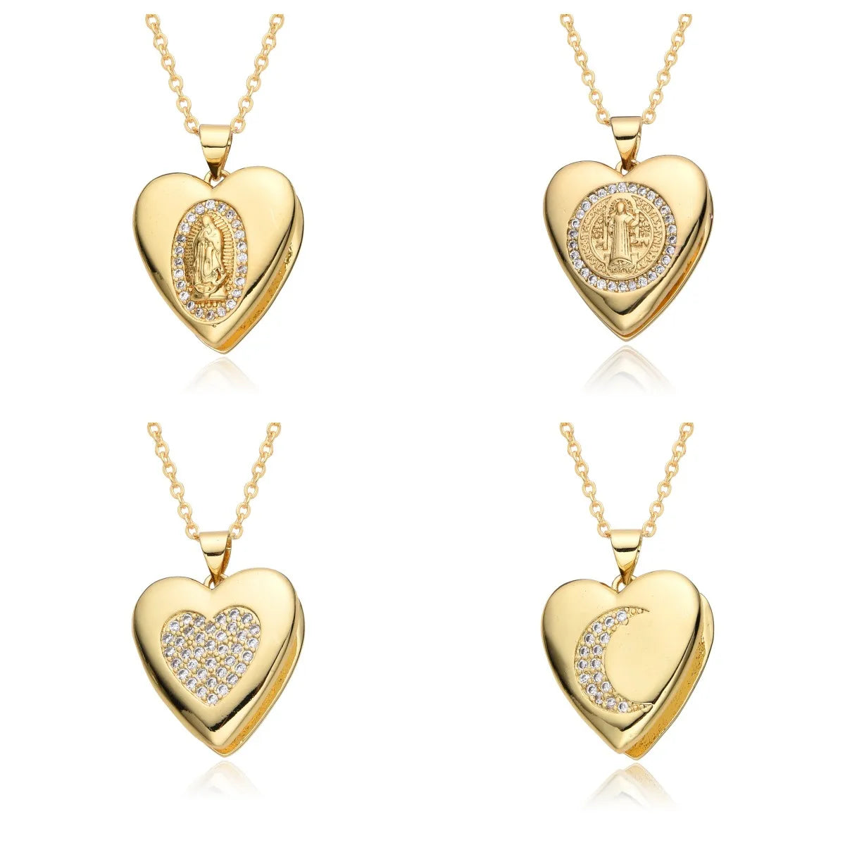 Luxury Gold Necklaces-Copper Elegant Simple Style Heart Shape Pendant Necklace