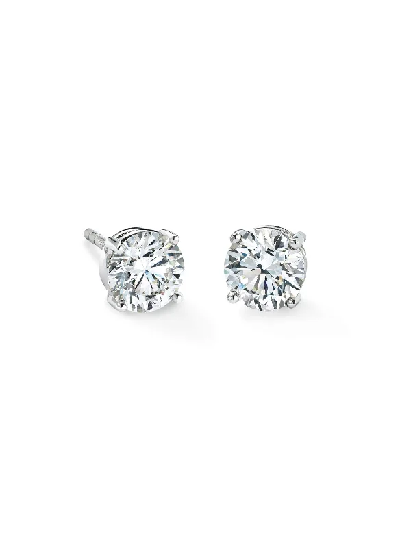 Acrylic Earrings-Classic Platinum Diamond Stud Earrings