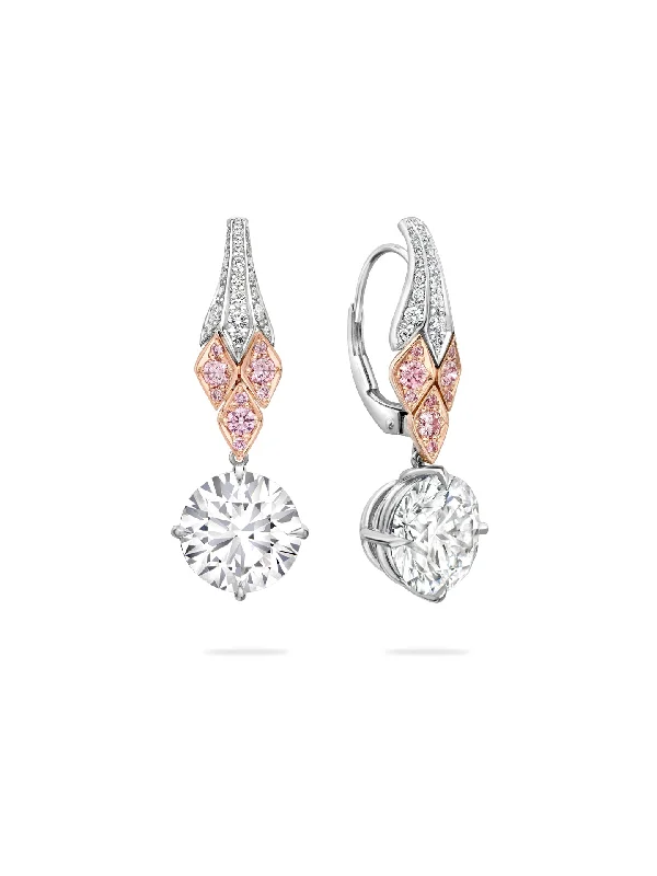 Star Earrings-Peace of Mined Pink Diamond Drop Earrings