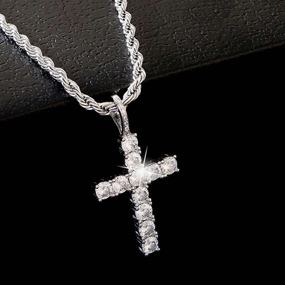 Adjustable Chain Necklaces-Hip-Hop Punk Cross Titanium Steel Chain Women'S Pendant Necklace