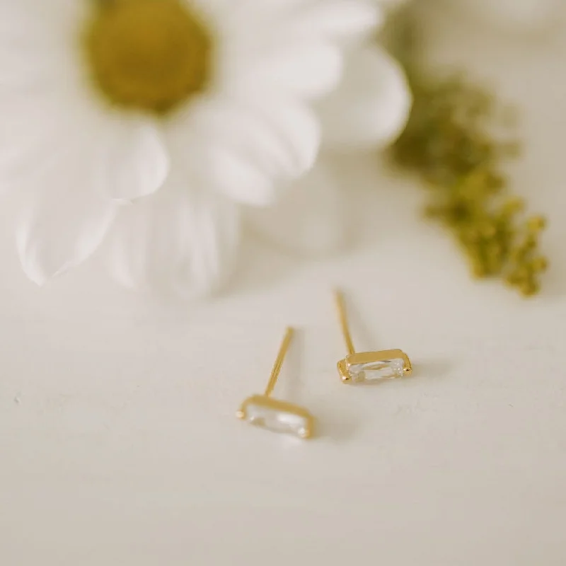 Long Earrings-Sophie Baguette Diamond Studs