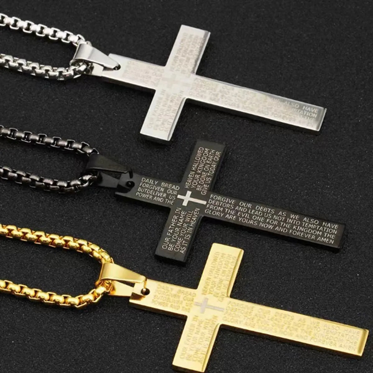 Heart Necklaces-Hip-Hop Punk Geometric Cross Titanium Steel Polishing Men'S Pendant Necklace