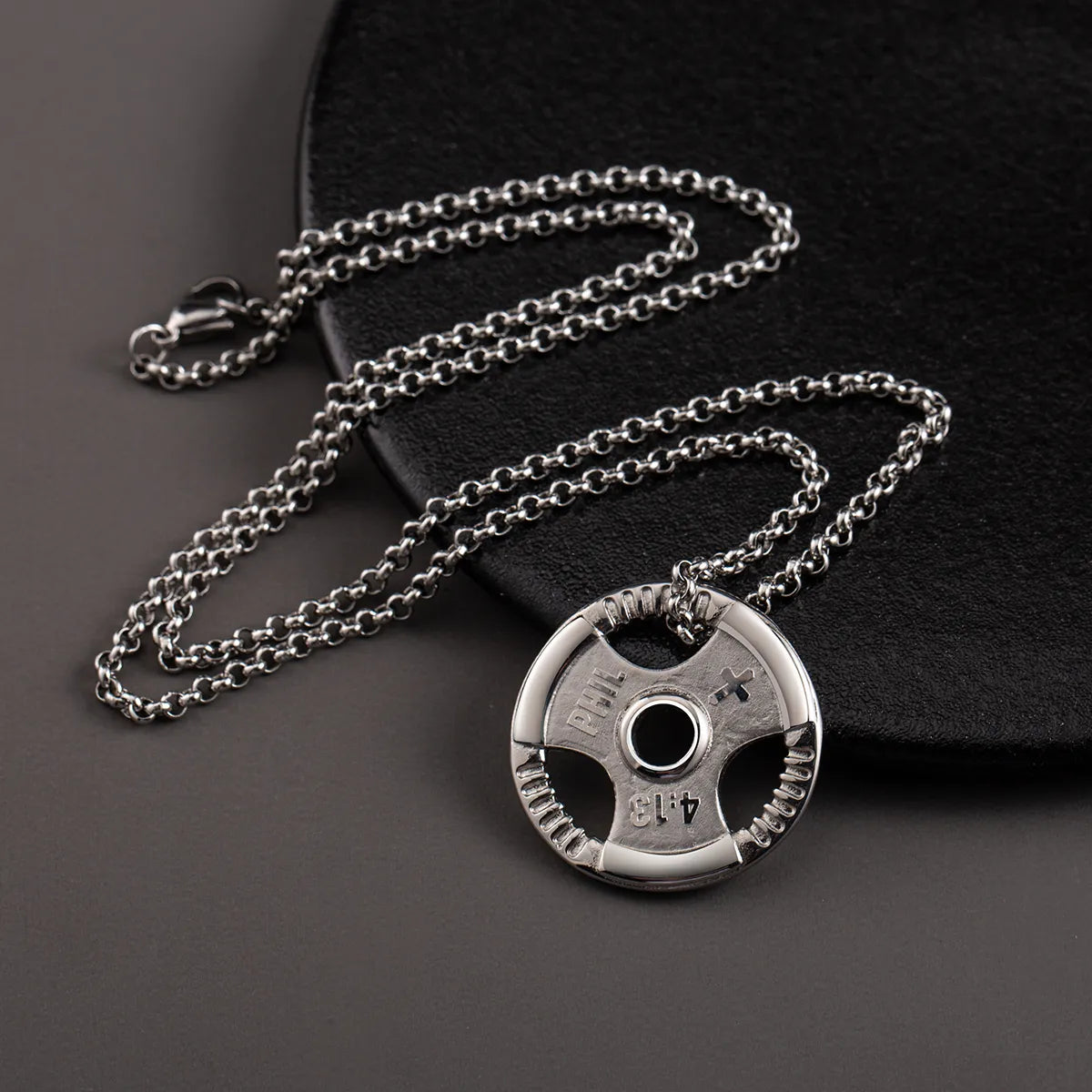 Statement Pendant Necklaces-Hip-Hop Dumbbell 304 Stainless Steel Men'S