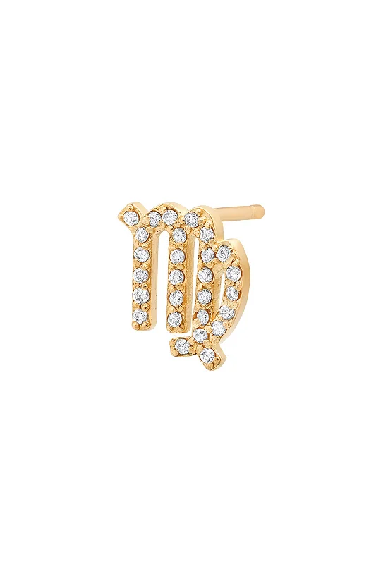 Yellow Gold Earrings-Diamond Virgo Earring