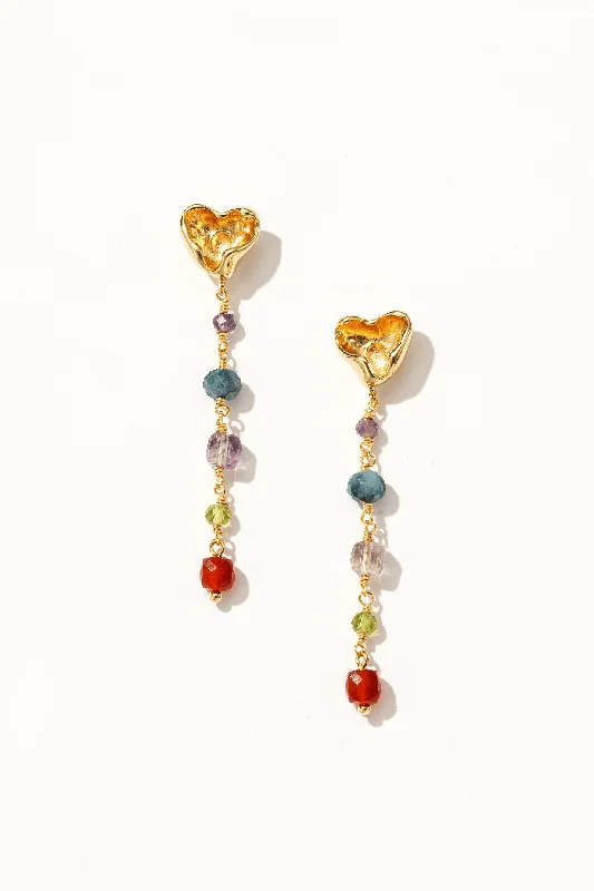 Minimal Gold Earrings-Leilani Tiered Gemstone Drop Earrings