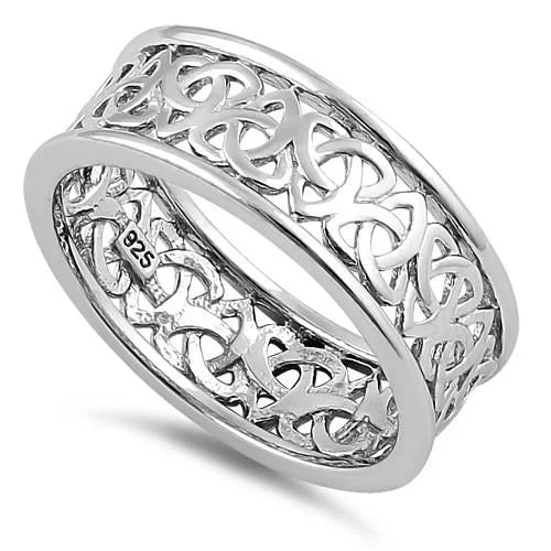 Antique Diamond Rings-Sterling Silver Celtic Triquetra Eternity Band