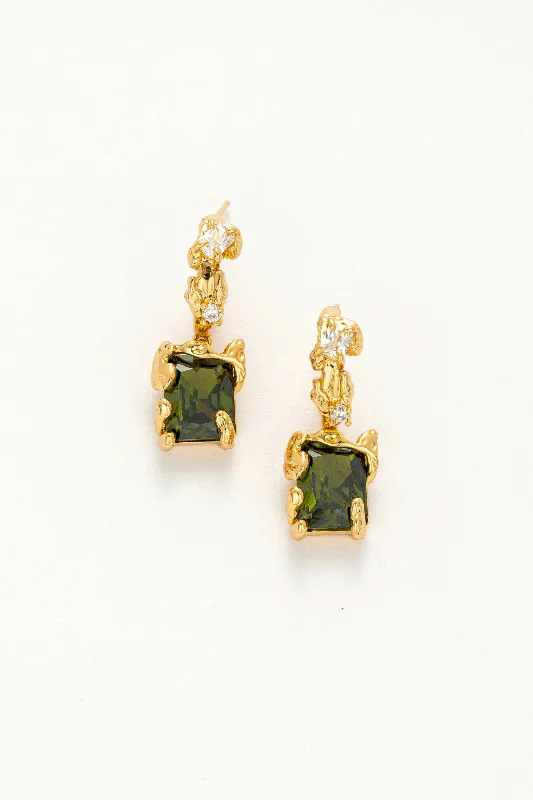 Abstract Stud Earrings-Forest Pine Gemstone Drop Earrings