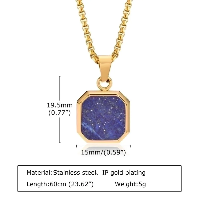 Lapis Lazuli Gold Pendant Necklace 60cm