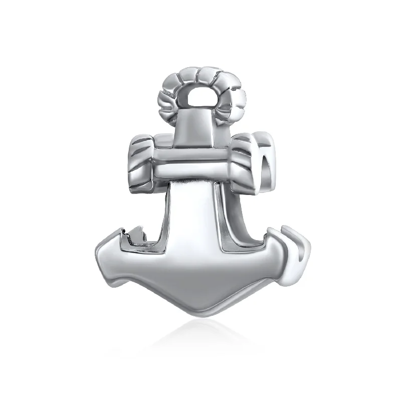 Custom Charm Bracelets for Teens-Nautical Anchor Rope Charm Bead in Sterling Silver for European Bracelets