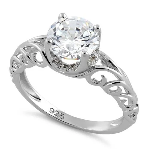 Engagement Ring Sets-Sterling Silver 2.0 ct. CZ Swirl Ring