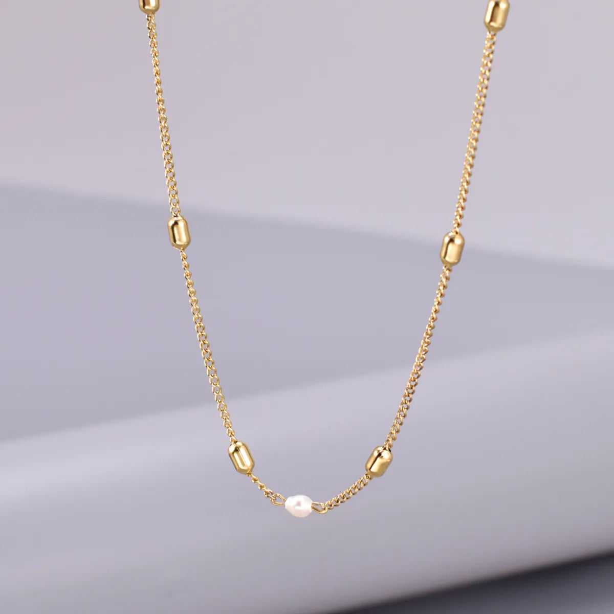 Star Necklaces-Wholesale Jewelry Handmade Pastoral Simple Style Geometric 304 Stainless Steel Titanium Steel Freshwater Pearl 18K Gold Plated Inlaid Shell Necklace