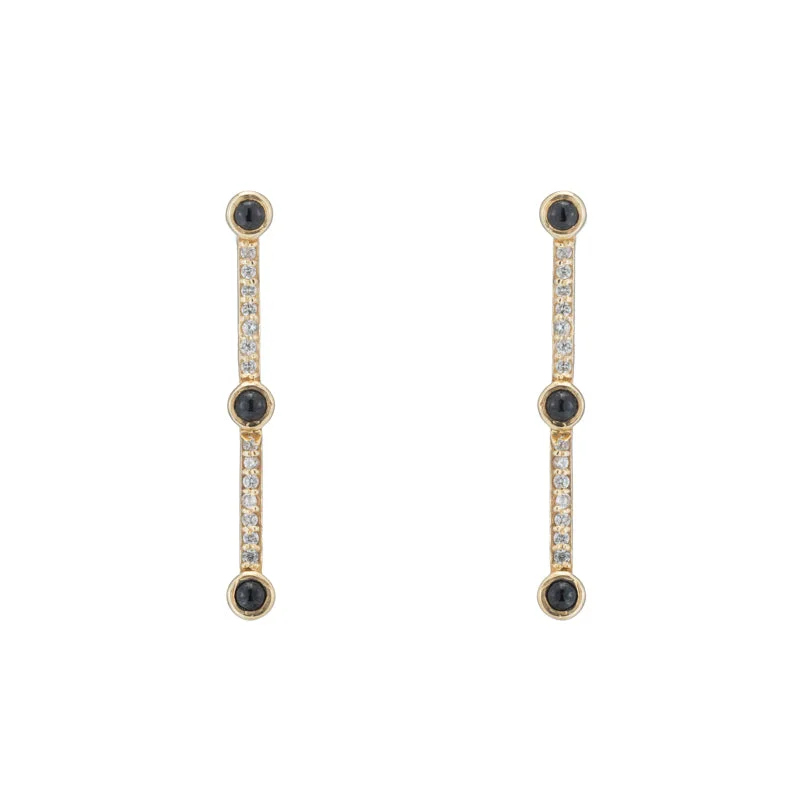 Minimalist Earrings-Montreal Pavé Bar and Gemstone Earrings