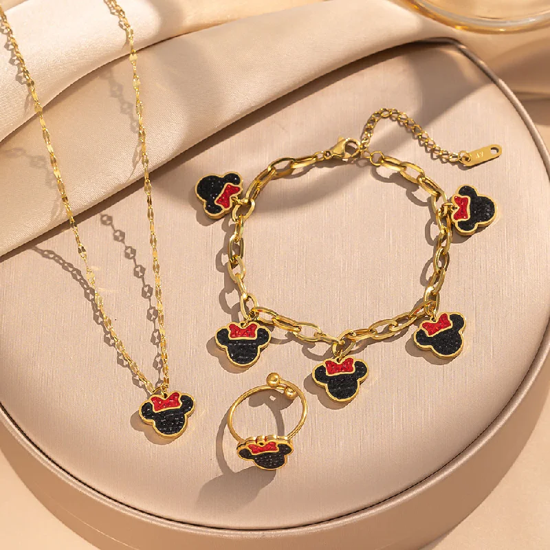 Crystal Choker Necklaces-Mickey Mouse Titanium Steel Necklaces