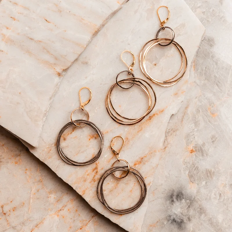 Gemstone Dangle Earrings-Riley Mixed Metal Hoop Earrings