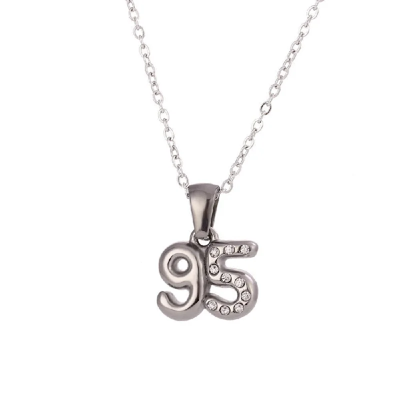 Micro Inlaid Water Diamond 3D Year Necklace - Silver-95