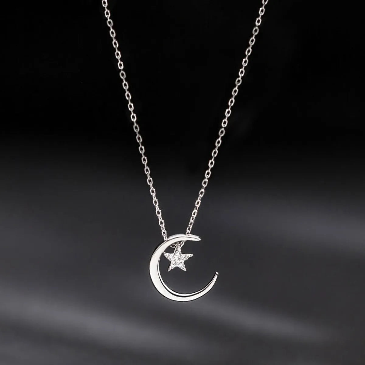 Long Necklaces-Simple Style Star Sterling Silver Inlay Zircon Pendant Necklace