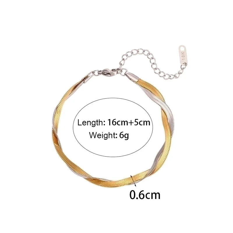 Double-Layer Bracelet-Gold and Silver Two-Tone