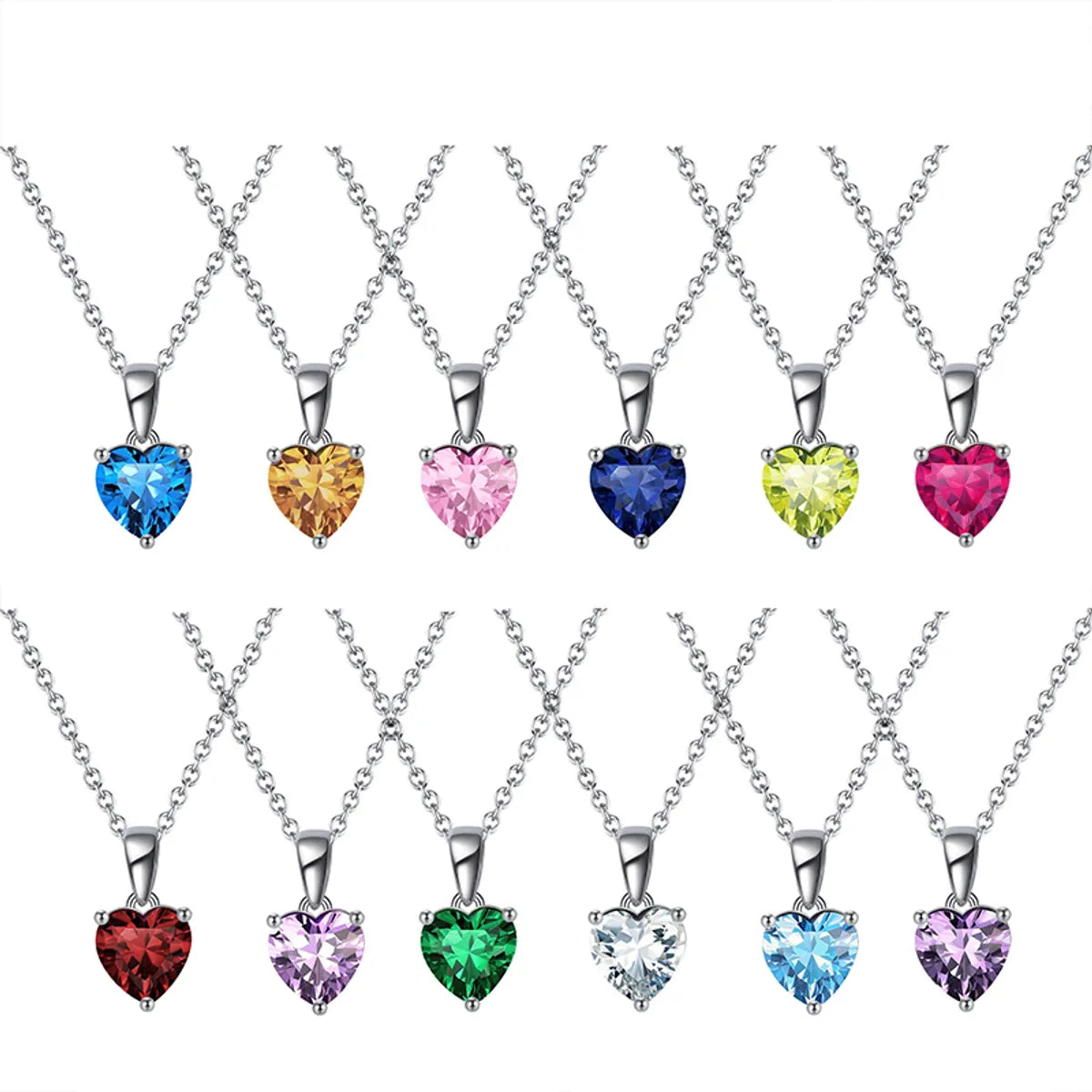 Custom Picture Necklaces-Simple Style Classic Style Heart Shape Sterling Silver Polishing Plating Inlay Zircon White Gold Plated Pendant Necklace