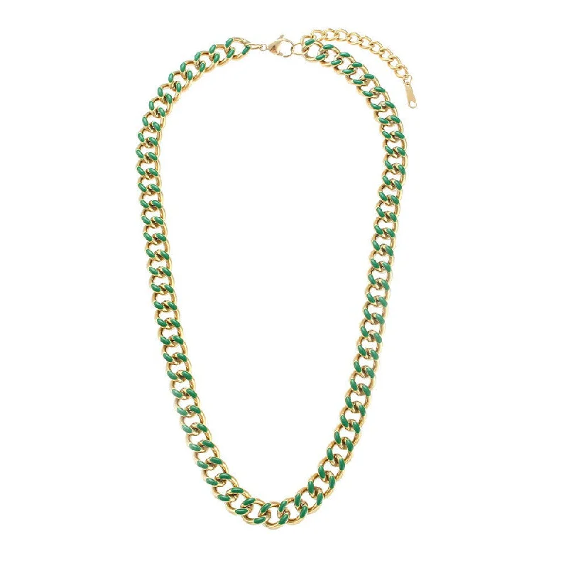 Drip Oil Cuban Chain Necklace - Green