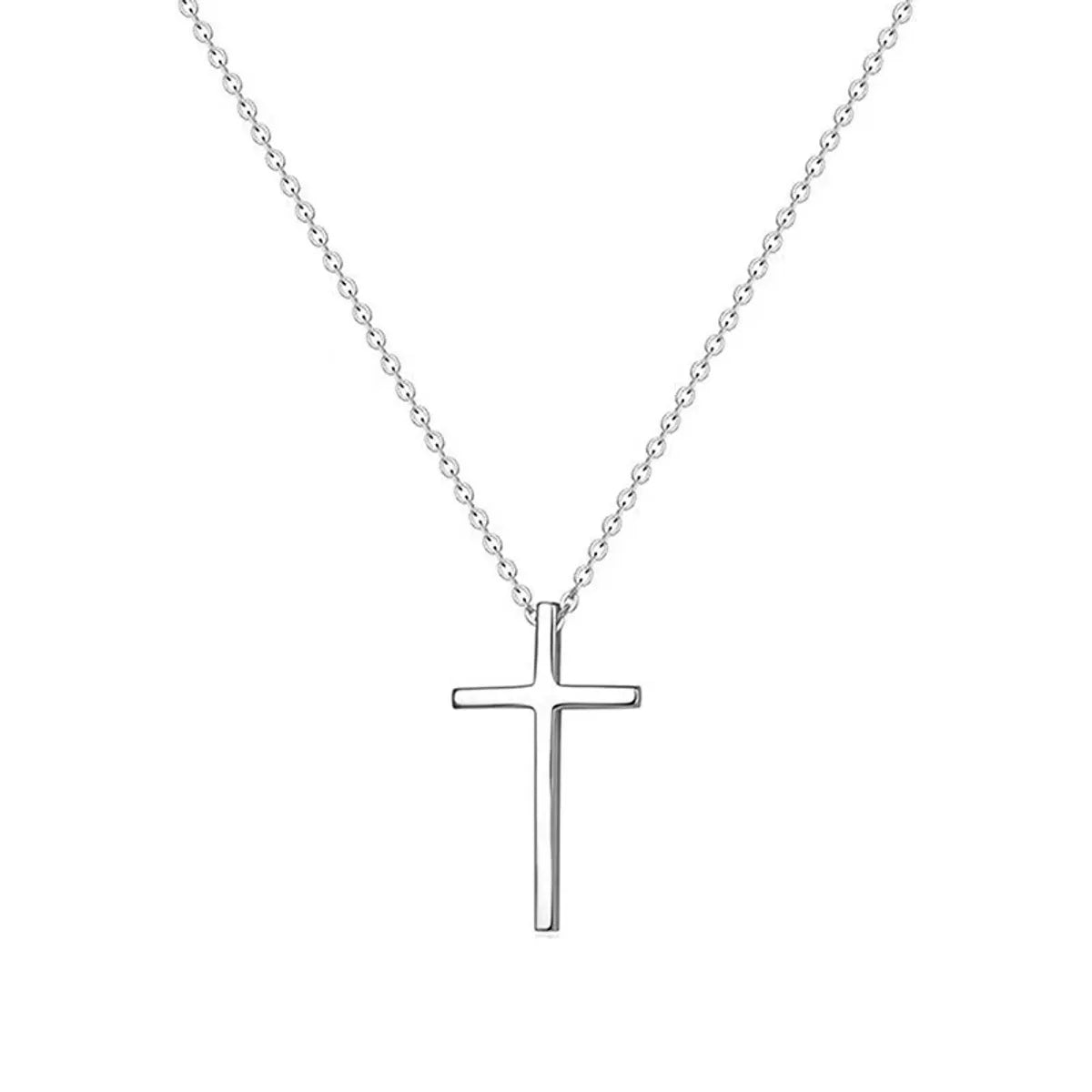 Fashion Necklaces-Simple Style Cross Sterling Silver Plating Pendant Necklace