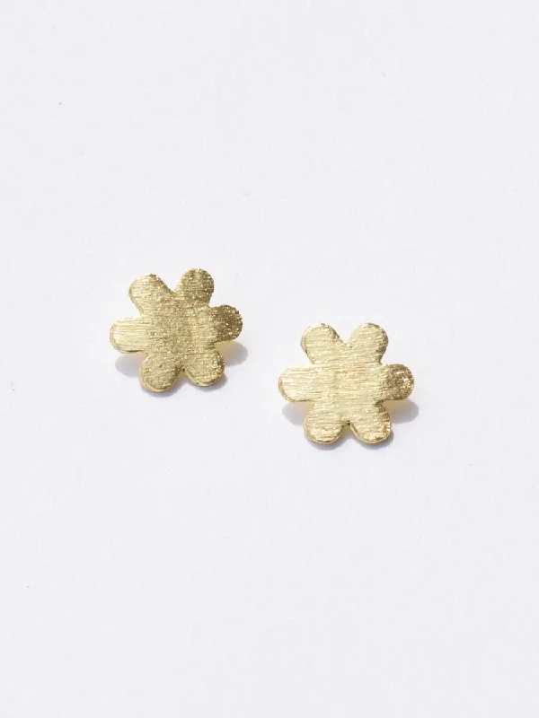 Natural Pearl Earrings-Petite Flower Studs - Gold