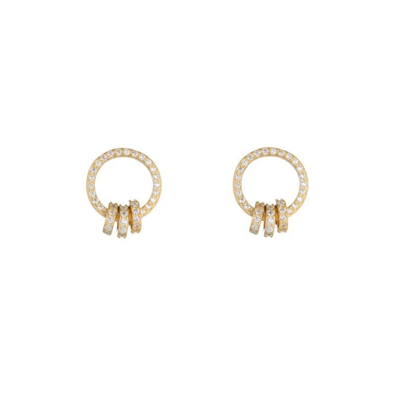 Unique Earrings-Melrose CZ Pavé Hoop with Rings