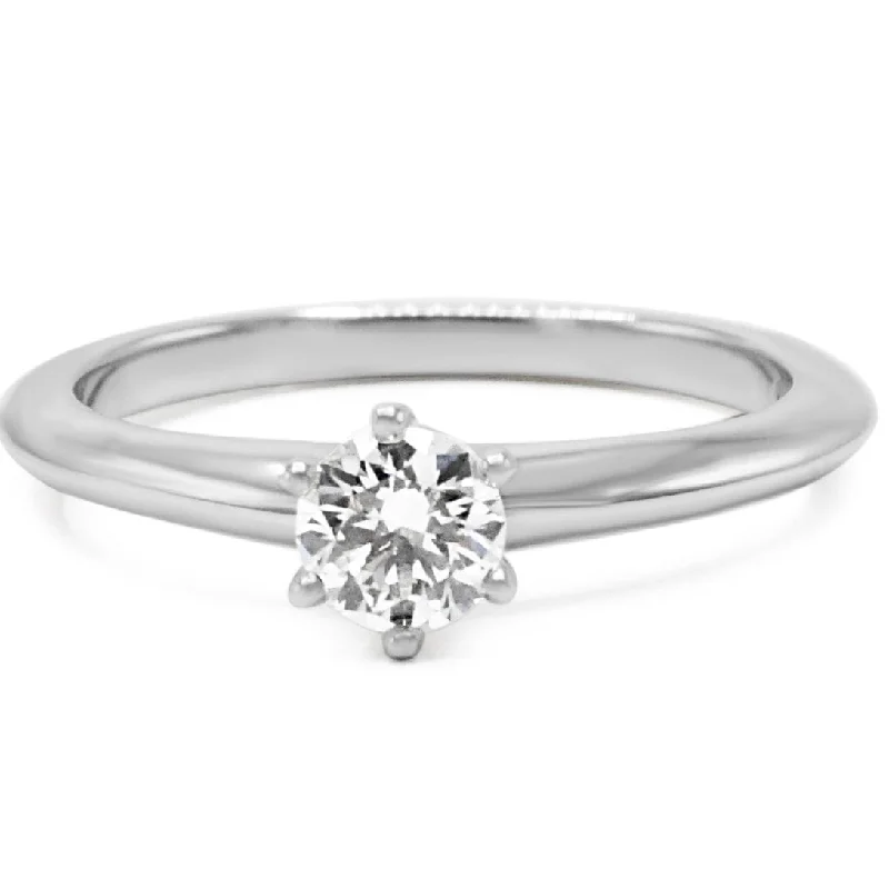 Colored Diamond Rings-Tiffany & Co. Solitaire 0.40ct Diamond Ring