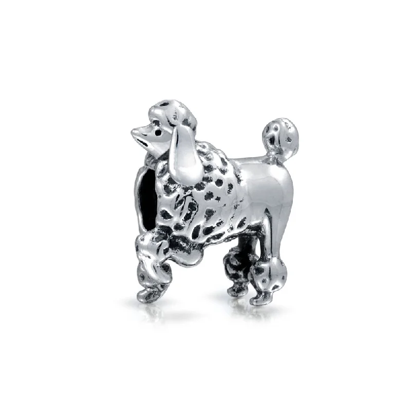 Custom Wedding Bracelets for Women-Poodle Dog Bead Charm for Animal Lover European Bracelet .925 Sterling Silver