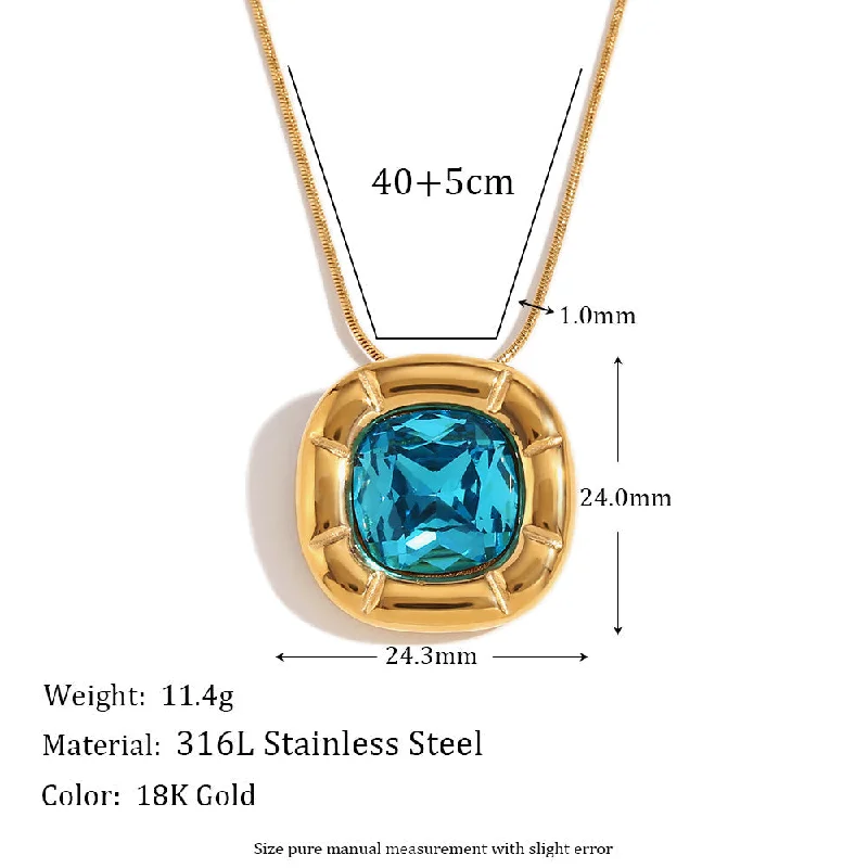 Necklace - Gold - Blue Zirconia