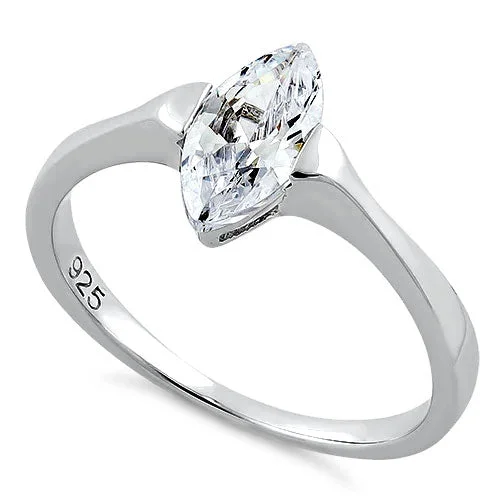 Moon Rings-Sterling Silver Marquis Clear CZ Ring