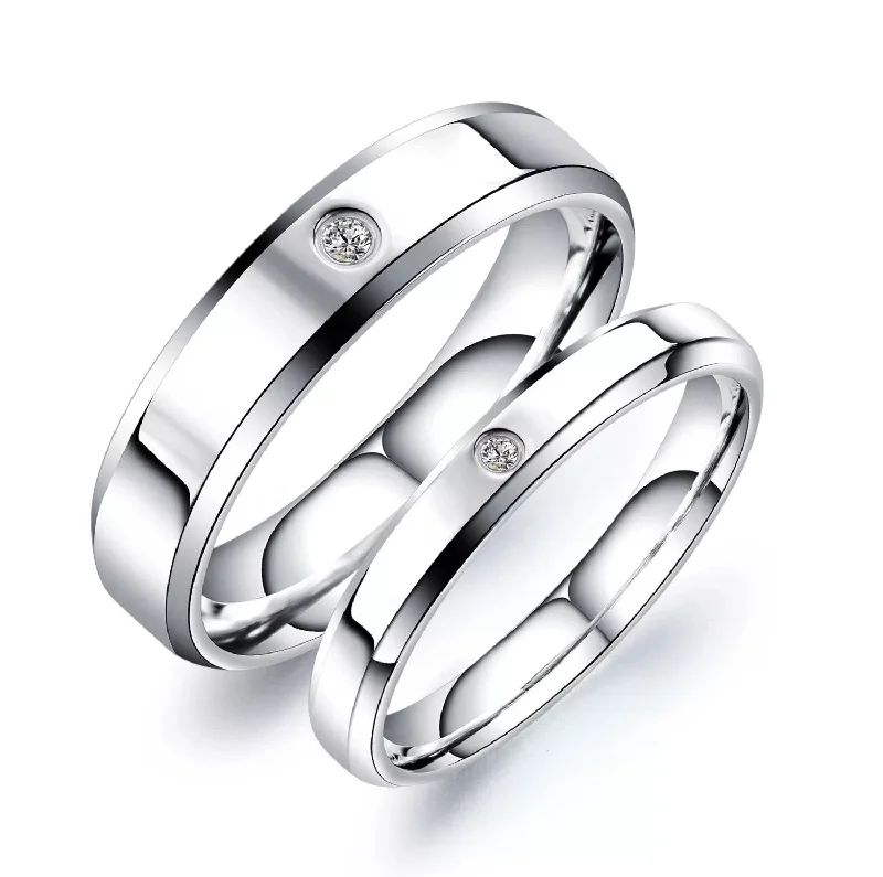 Wedding Ring Stacks-Stainless Steel Faceted Wedding Ring