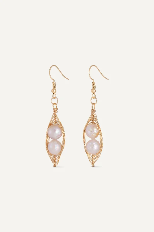 Designer Drop Earrings-Pearlescent Freshwater Pearl Earrings