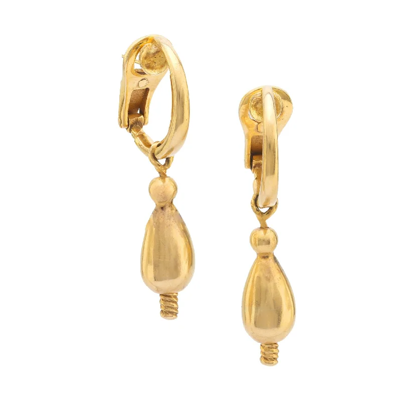 Long Dangle Earrings-Zolotas vintage 18k yellow gold drop earrings