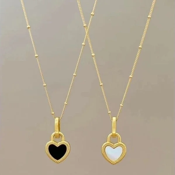 Amulet Necklaces-Elegant Heart Shape Titanium Steel Inlay Shell Pendant Necklace