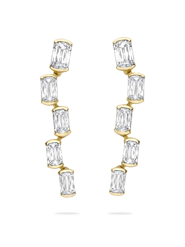 Artistic Earrings-Classic Light Pillar Ashoka Diamond Yellow Gold Earrings