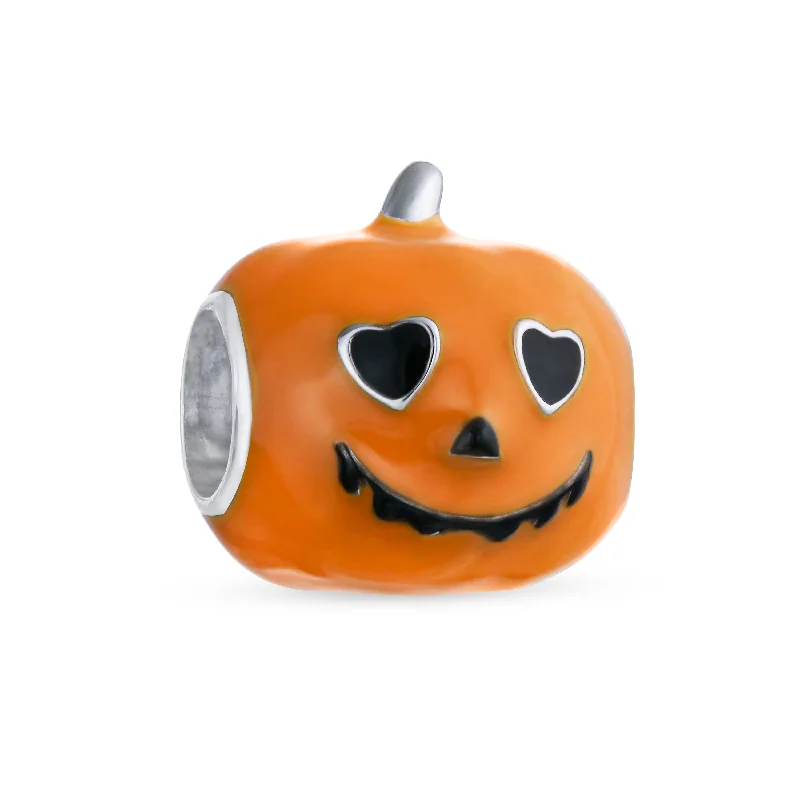 Women’s Personalized Bracelets with Name-Halloween Pumpkin Charm Bead Enamel Sterling Silver for European Bracelets