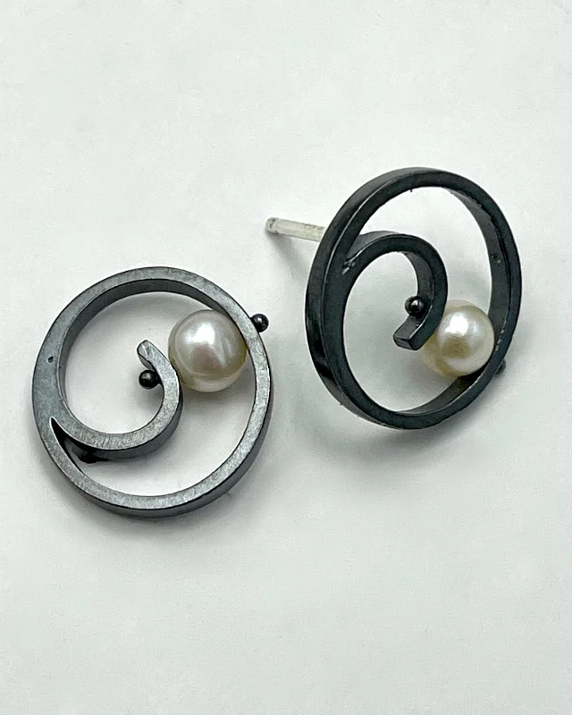 Vintage Drop Earrings-Ashka Dymel Small Spiral Earrings