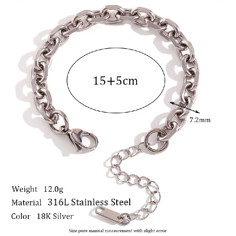 7.2mm Cross screwdriver angle chain - steel color bracelet-15cm 5cm