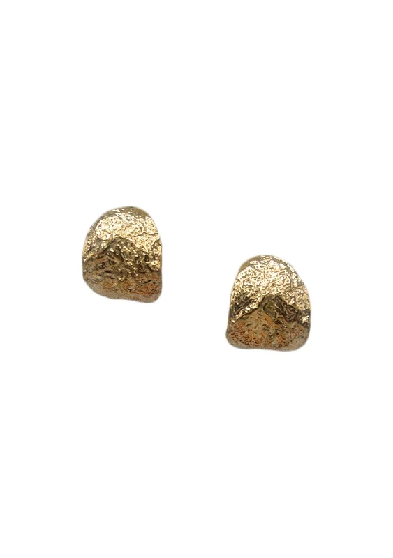 Silver Drop Earrings-Textured Gold Post Earrings