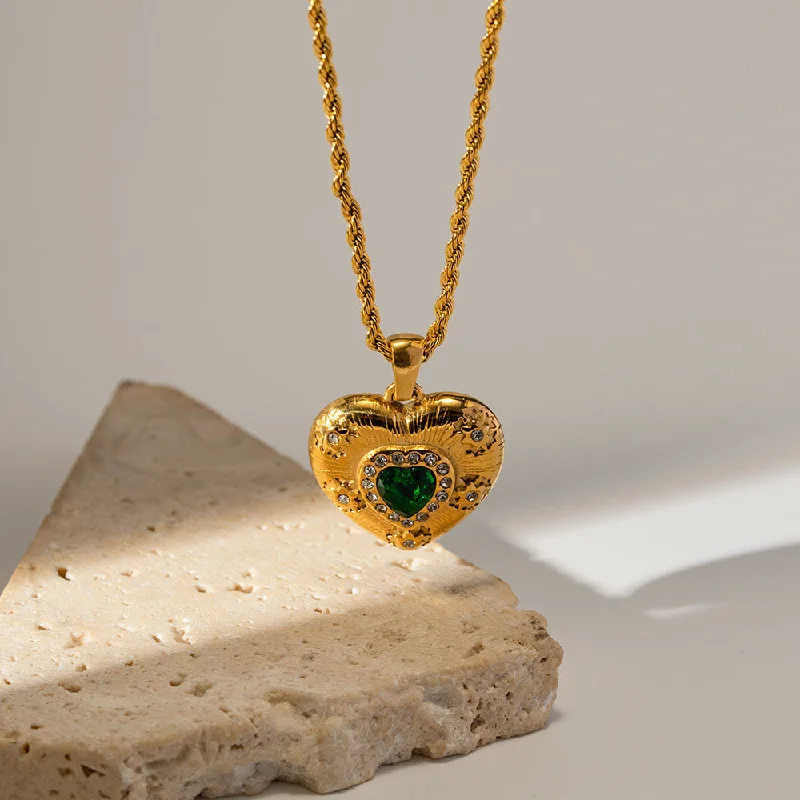 Fathers Day Necklaces-IG Style Heart Geometric Stainless Steel 18K Gold Plated Necklaces