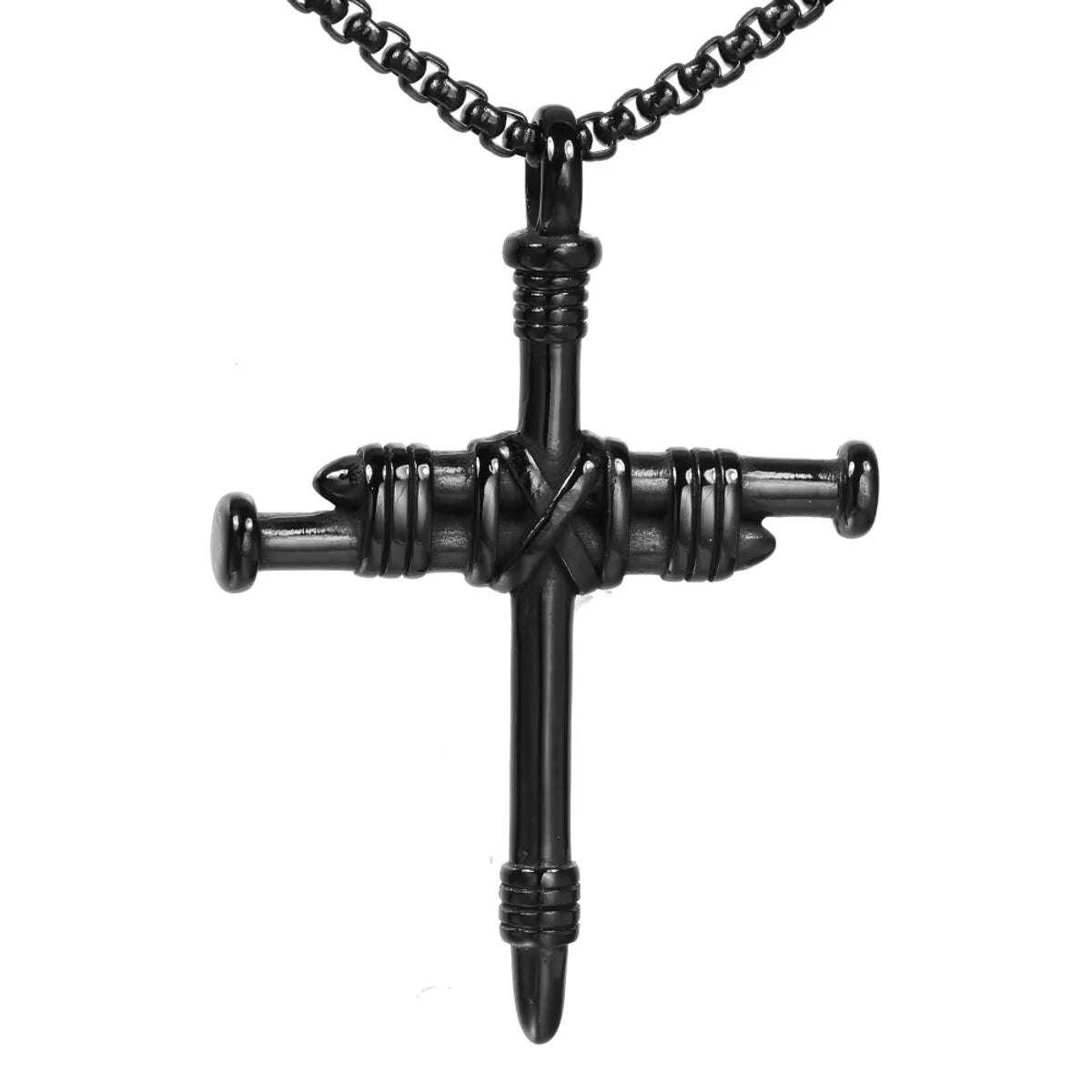 Luxury Pendant Necklaces-Hip-Hop Cross Stainless Steel Plating None 18K Gold Plated Rhodium Plated Men'S