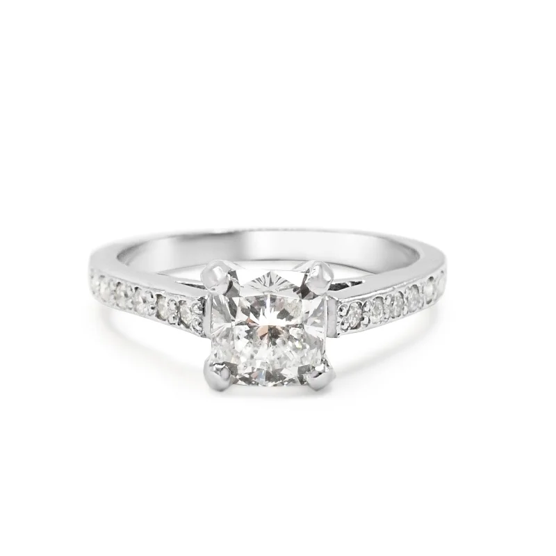 Gemstone Rings for Men-GCS Certificated Cushion Radiant Cut Diamond Solitaire Ring - Platinum