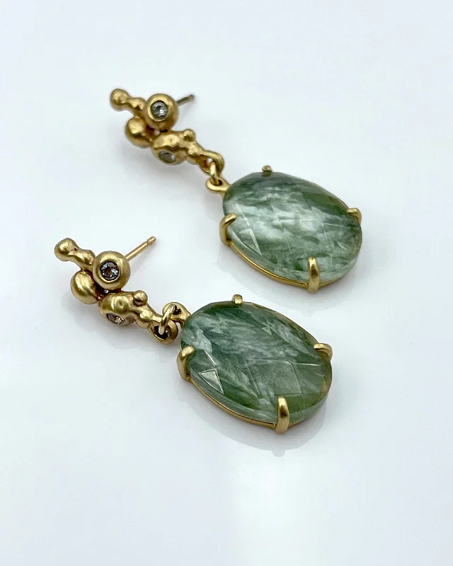 Oval Earrings-Julie Cohn Caldera Seraphanite Earrings