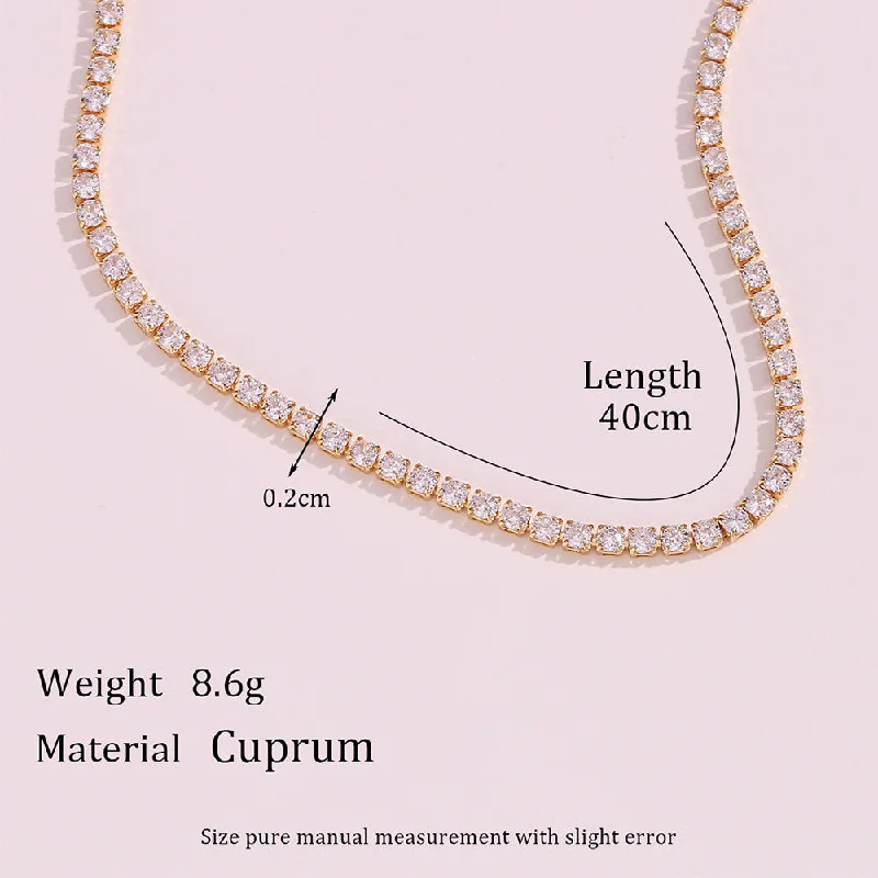 Zircon chain short necklace 40cm