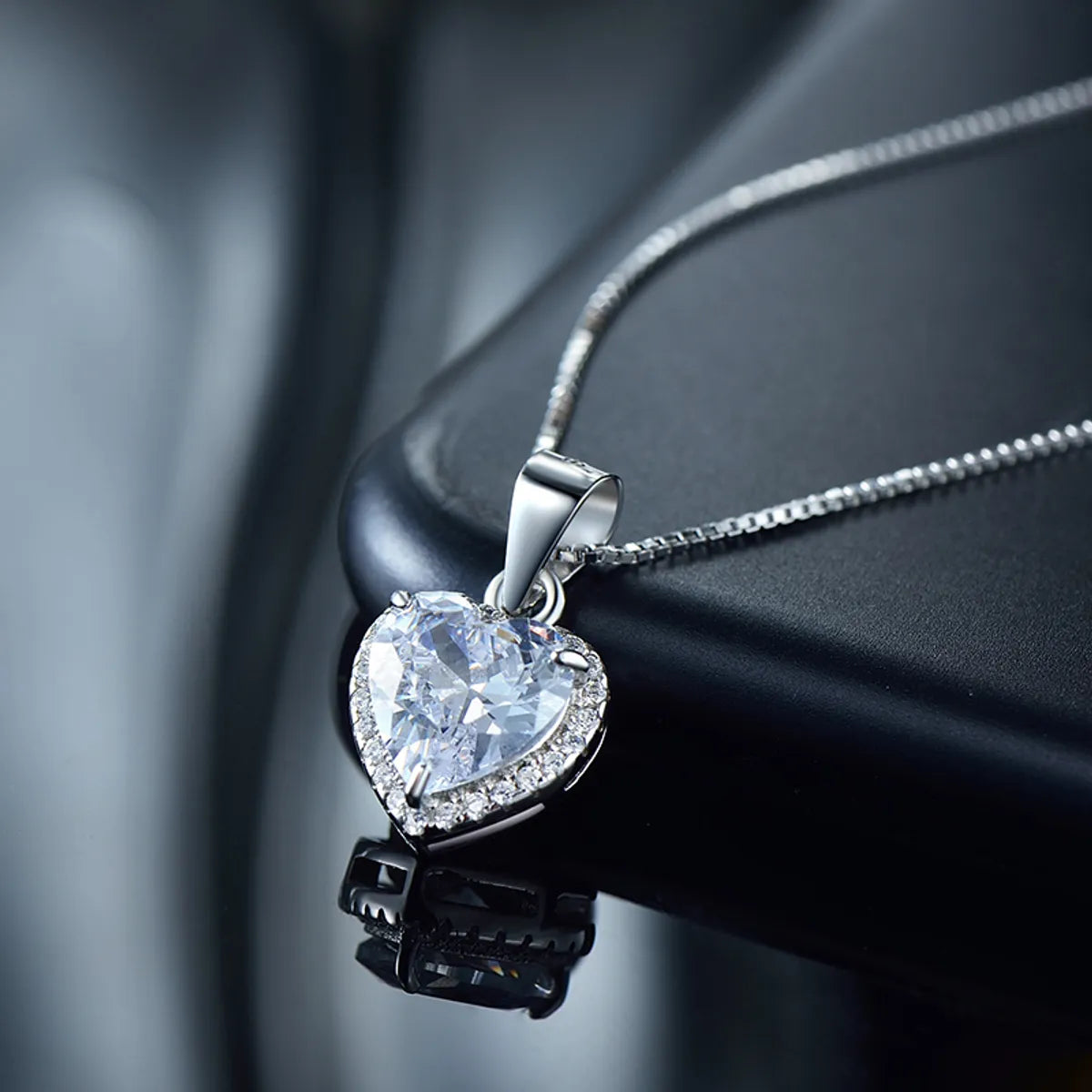 Artistic Necklaces-Ins Style Elegant Romantic Heart Shape Sterling Silver Plating Inlay Zircon Rhodium Plated Pendant Necklace