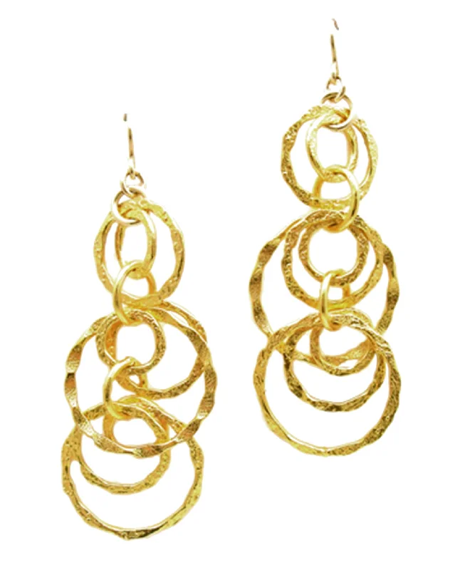 Artistic Drop Earrings-Textured Multi Circle Earrings