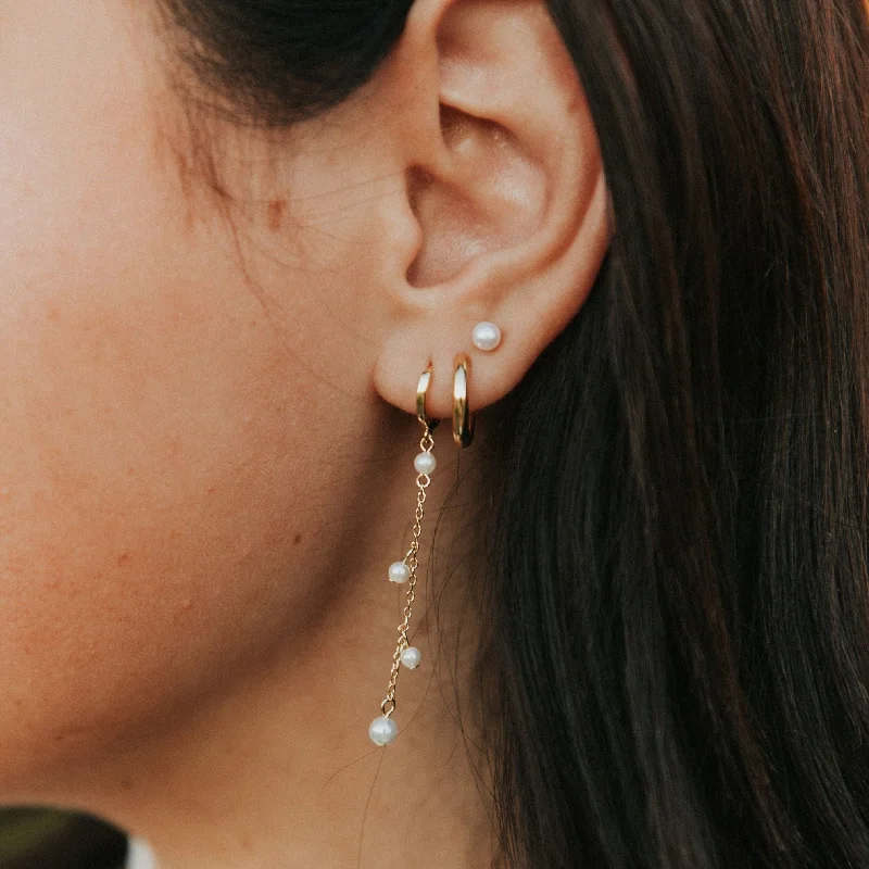 Geometric Earrings-Santorini Pearl Dangle Hoops