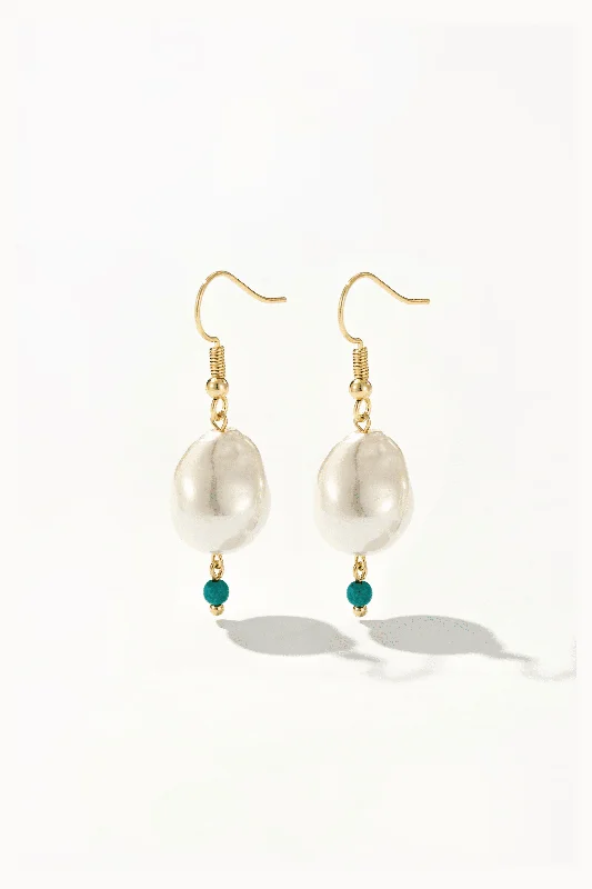 Large Hoop Earrings-Keshi Pearl and Turquoise Drop Earrings