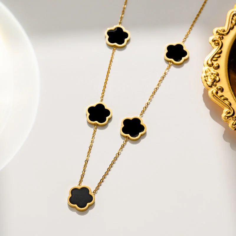 967 Necklace Black Shell Gold